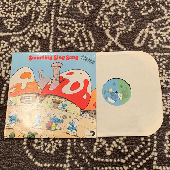 Vintage Other - Vintage 1980 Smurfing Sing Song 1980 Album LP Vinyl Record Smurfs Kids Sessions
